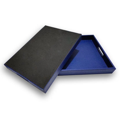 PU Leather Tray (Set of 2 - 20" x 15" and 18" x 13") (Blue)