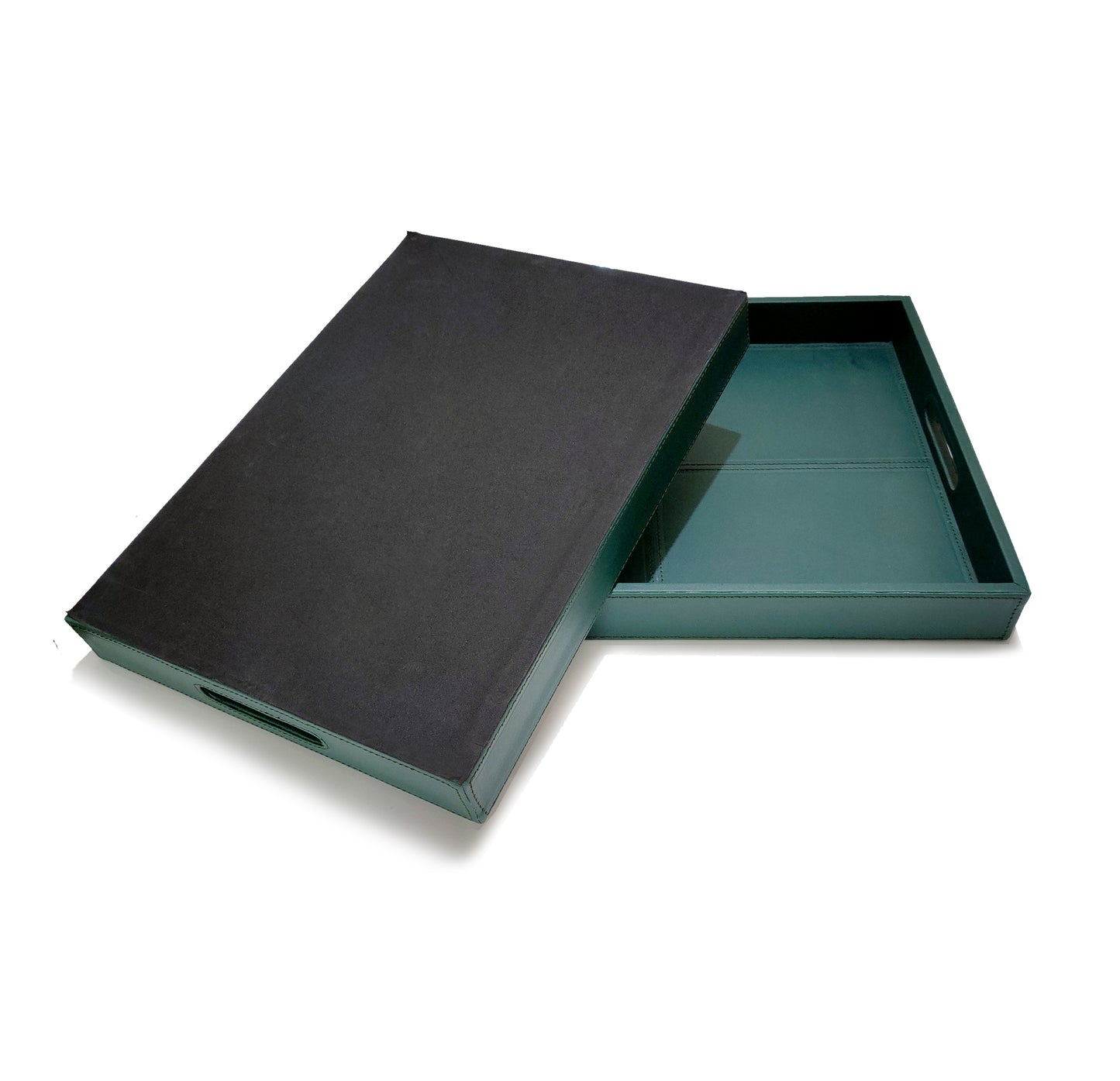 PU Leather Tray (Set of 2 - 20" x 15" and 18" x 13") (Green)