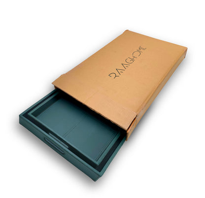 PU Leather Tray (Set of 2 - 20" x 15" and 18" x 13") (Green)