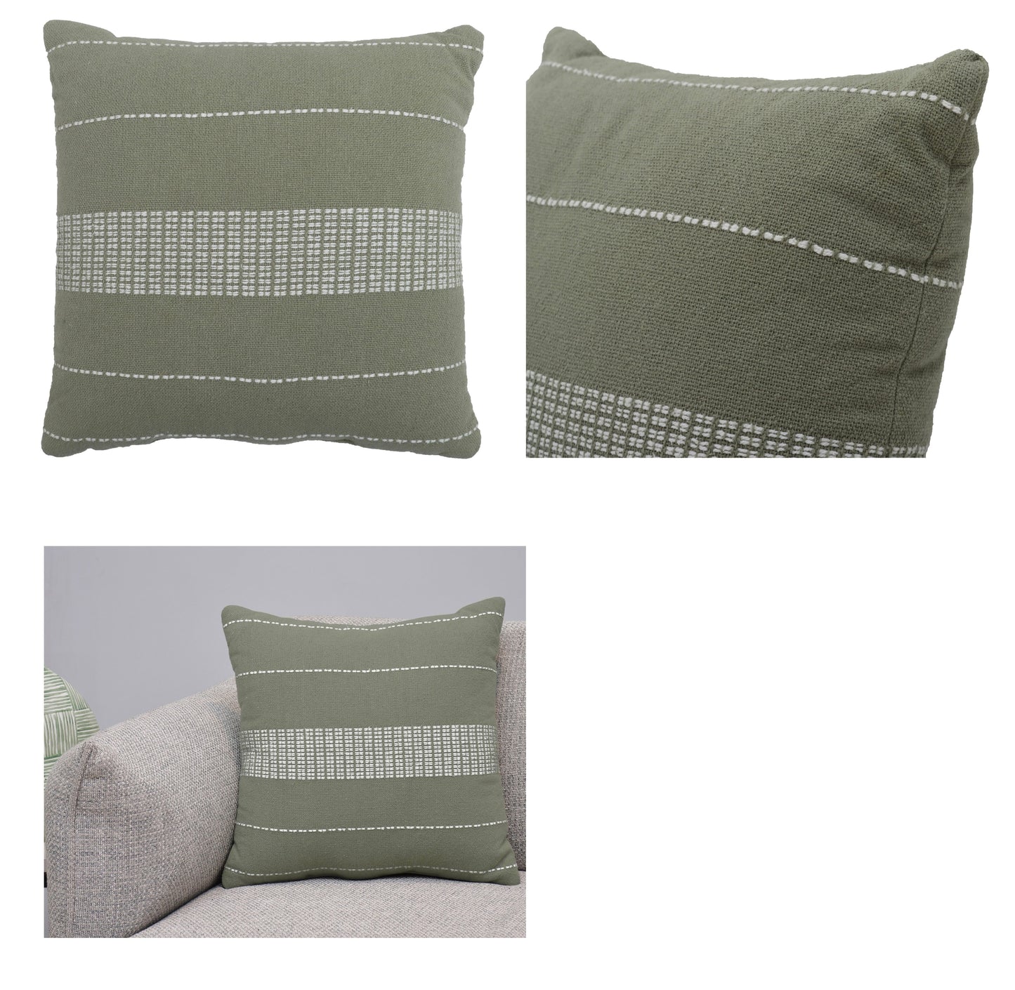 Premium Comfort Filled Cotton Cushion (Olive Green) (18" x 18")