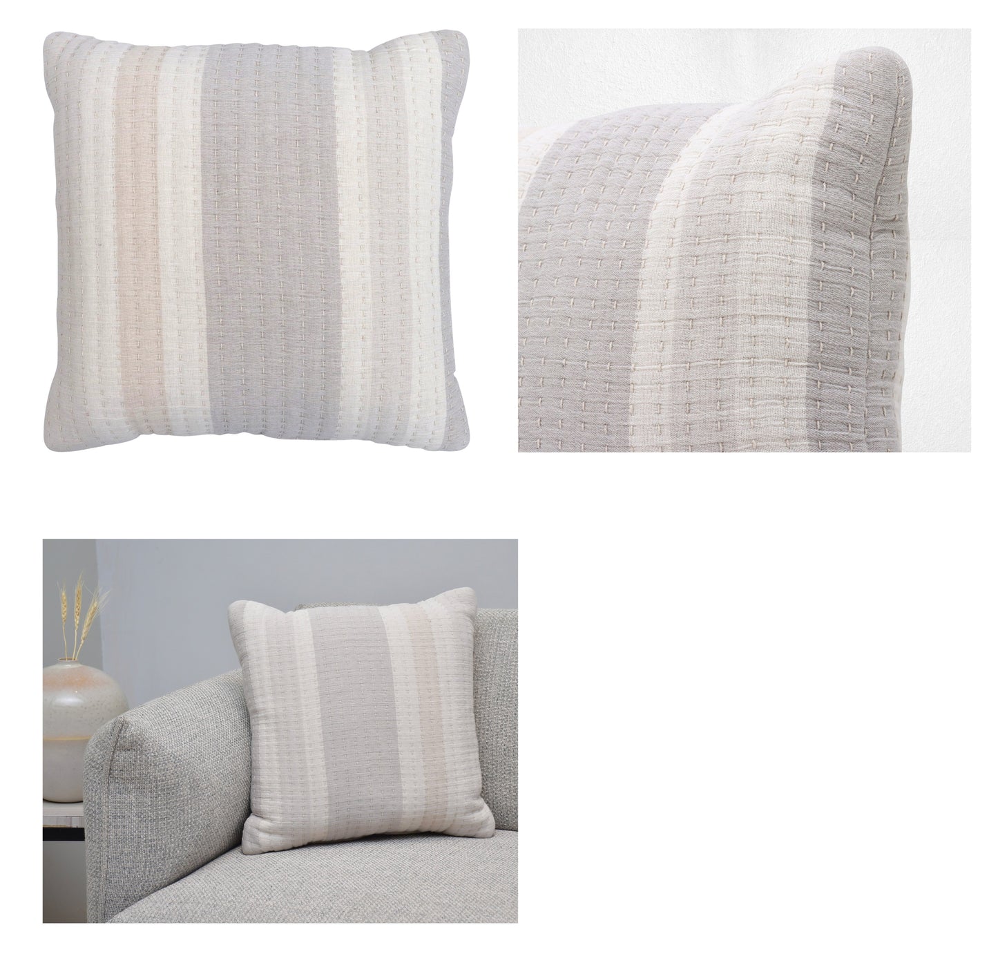 Premium Comfort Filled Cotton Cushion (Striped) (18" x 18")